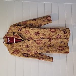 CAbi GOLD BROCADE FALL FLORAL TAPESTRY GUINEVERE CAR COAT  10 GOLD/RED
